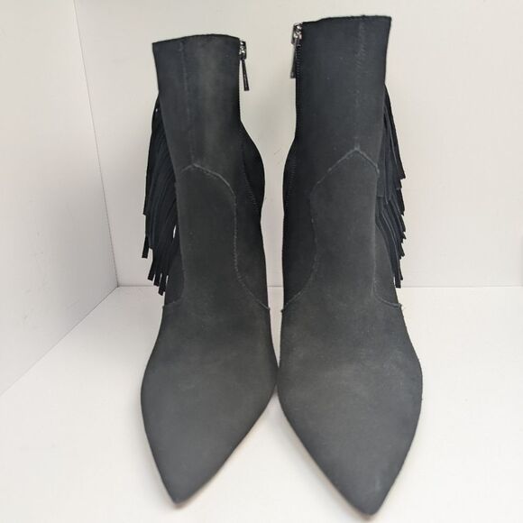 Jessica Simpson Paegye Black Suede Fringe Pointed Toe Ankle Boots Women's 9.5 - Picture 5 of 9